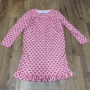 Lands End Girls Night Shirt Pajama Dress Long Sleeve Pink Size 12 Large